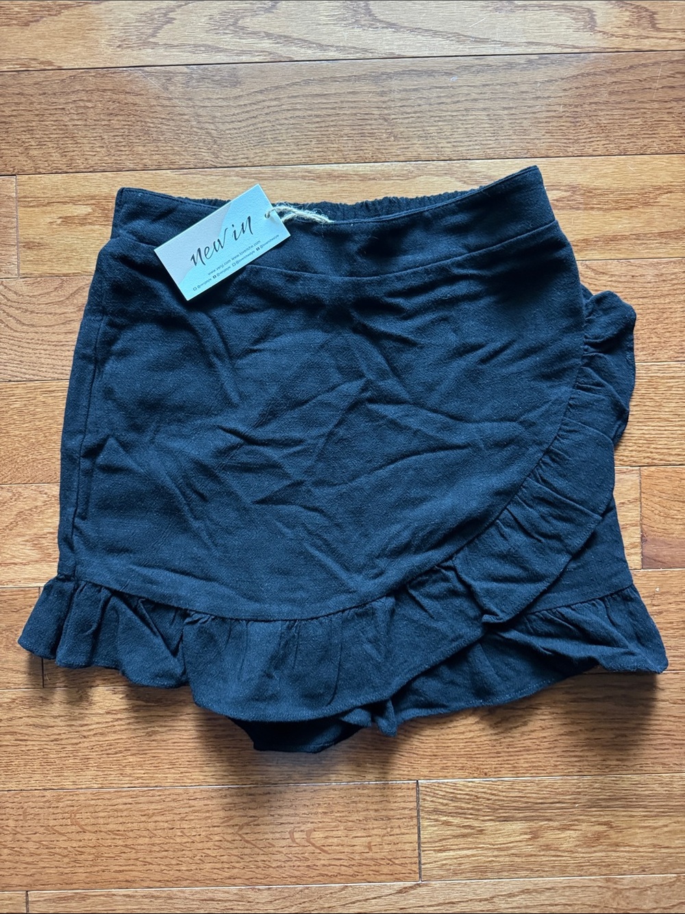 Women's Black Ruffle Wrap Mini Skort